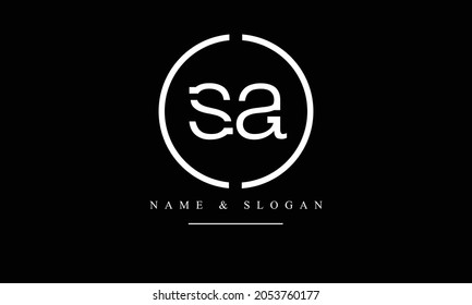 Monograma del logotipo de las letras abstractas SA