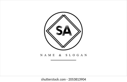 Monograma del logotipo de las letras abstractas SA