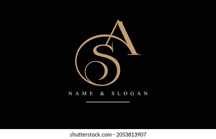 Monograma del logotipo de las letras abstractas SA