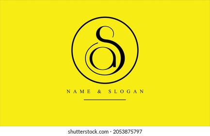Monograma del logotipo de las letras abstractas SA