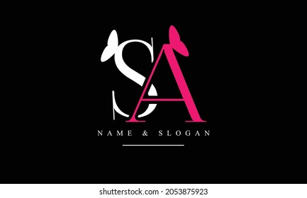 Monograma del logotipo de las letras abstractas SA