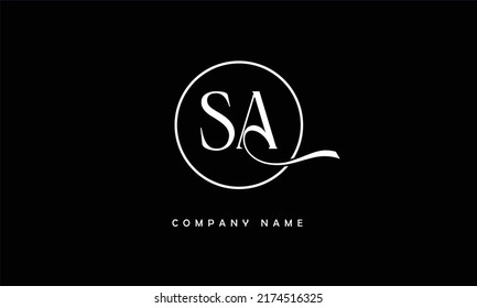Monograma del logotipo de las letras abstractas SA, AS