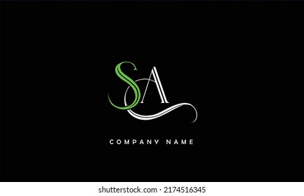 Monograma del logotipo de las letras abstractas SA, AS