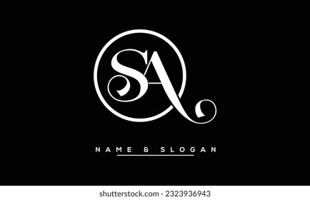 Monograma del logotipo de las letras abstractas SA, AS