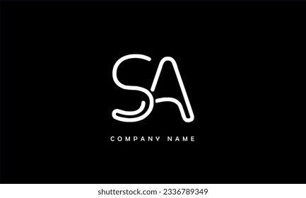 Monograma del logotipo de las letras abstractas SA, AS