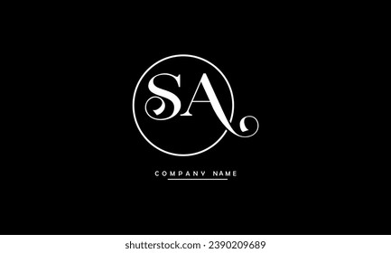 Monograma del logotipo de las letras abstractas SA, AS