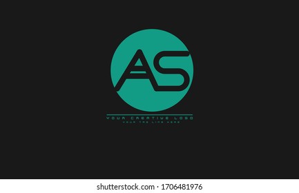 Plantilla de monograma abstracto del logotipo del vector AS SA