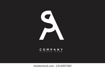 Letras alfabetas SA Iniciales Monograma AS, S y A
