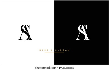 SA ,AS Logotipo de letras abstractas MONOGRAM