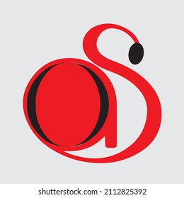 SA, AS, S, A abstract letters logo monogram with black and red.