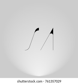 SA Black thin minimalist LOGO Design with Highlight on Gray background.
