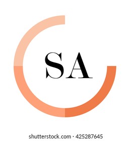 SA business logo icon design template elements. Orange color vectors. Design identity in circle. Alphabet letter