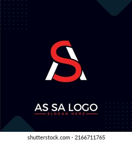 AS SA Business Logo in Modern Creative Minimal Style Lettering Vector Typographic Design