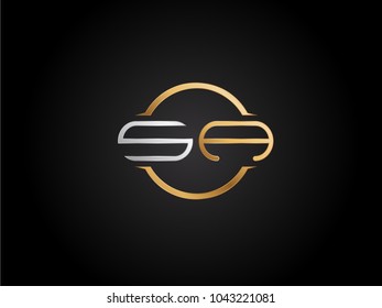 SA circle Shape Letter logo Design in silver gold color
