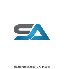 SA company linked letter logo black blue