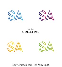 SA Creative Latter Logo Design. Monogram Design. By Custom Branding Logo. Creative Logo Design. Vector illustration. Modern Design. Logo Template.