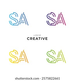 SA Creative Latter Logo Design. Monogram Design. By Custom Branding Logo. Creative Logo Design. Vector illustration. Modern Design. Logo Template.