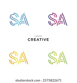 SA Creative Latter Logo Design. Monogram Design. By Custom Branding Logo. Creative Logo Design. Vector illustration. Modern Design. Logo Template.