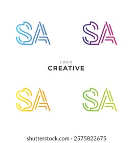 SA Creative Latter Logo Design. Monogram Design. By Custom Branding Logo. Creative Logo Design. Vector illustration. Modern Design. Logo Template.