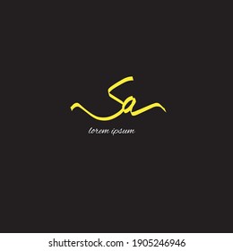Texto inicial de escritura a mano de SA con monograma de belleza y diseño elegante de logotipo 