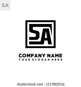 SA initial box letter logo template vector