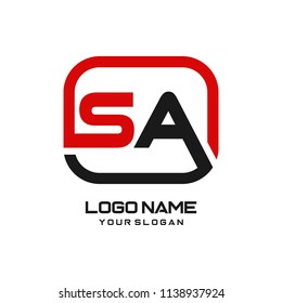 SA initial box letter logo template vector