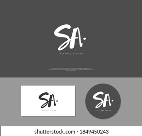 SA Initial handwriting or handwritten logo for identity. Logo with signature and hand drawn style.