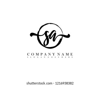 SA initial handwriting logo circle template vector