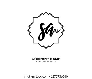 SA Initial Handwriting Logo Template Vector