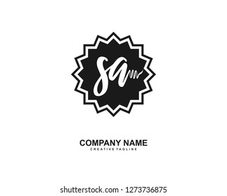 SA Initial Handwriting Logo Template Vector