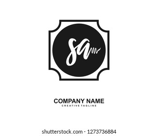 SA Initial Handwriting Logo Template Vector