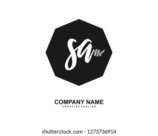 SA Initial Handwriting Logo Template Vector