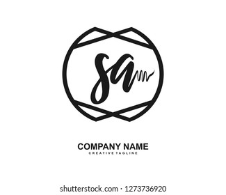 SA Initial Handwriting Logo Template Vector