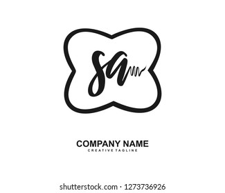 SA Initial Handwriting Logo Template Vector