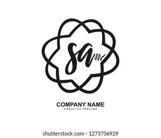 SA Initial Handwriting Logo Template Vector