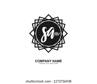 SA Initial Handwriting Logo Template Vector