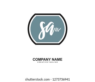 SA Initial Handwriting Logo Template Vector