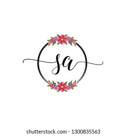 SA Initial Handwriting logo template vector