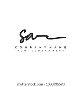 SA Initial Handwriting logo template vector