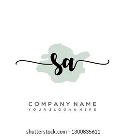 SA Initial Handwriting logo template vector