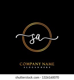 SA Initial Handwriting logo template vector