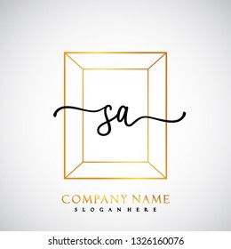 SA Initial Handwriting logo template vector