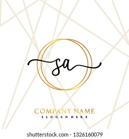 SA Initial Handwriting logo template vector