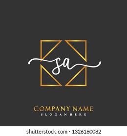 SA Initial Handwriting logo template vector