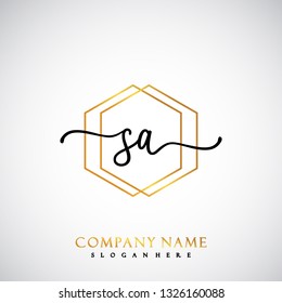 SA Initial Handwriting logo template vector