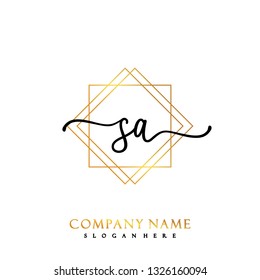 SA Initial Handwriting logo template vector