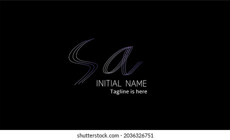 Sa initial handwriting logo template vector