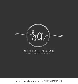 vector de logotipo de escritura a mano inicial de SA