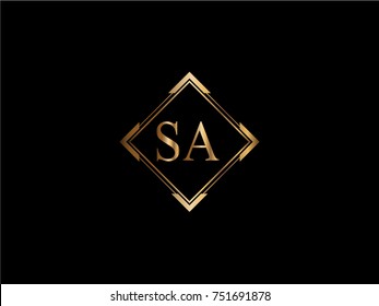 SA initial letter diamond shape golden logo