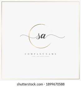 SA Letra inicial logotipo de escritura a mano modelo vector, logotipo para belleza, cosméticos, boda, moda y negocios